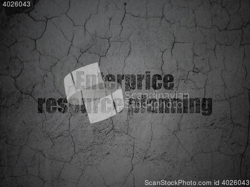 Image of Finance concept: Enterprice Resource Planning on grunge wall background