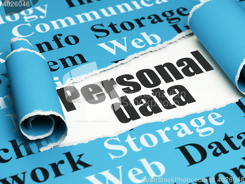 Image of Information concept: black text Personal Data under the piece of  torn paper
