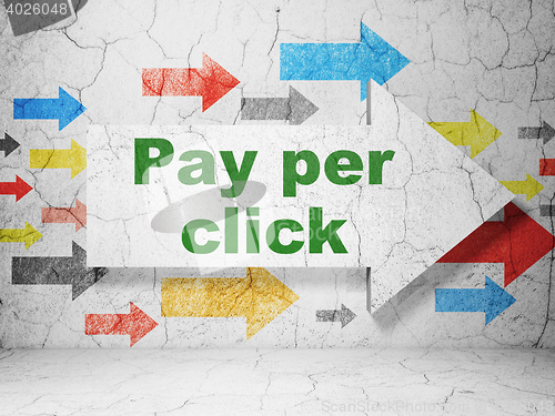 Image of Marketing concept: arrow with Pay Per Click on grunge wall background