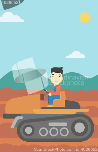 Image of Farmer driving tractor vector illustration.