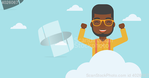 Image of Man sitting on cloud vector illustration.