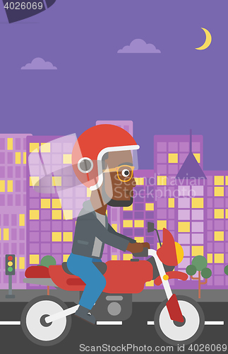 Image of Man riding motorcycle vector illustration.