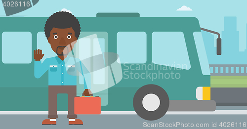 Image of Man travelling by bus vector illustration.