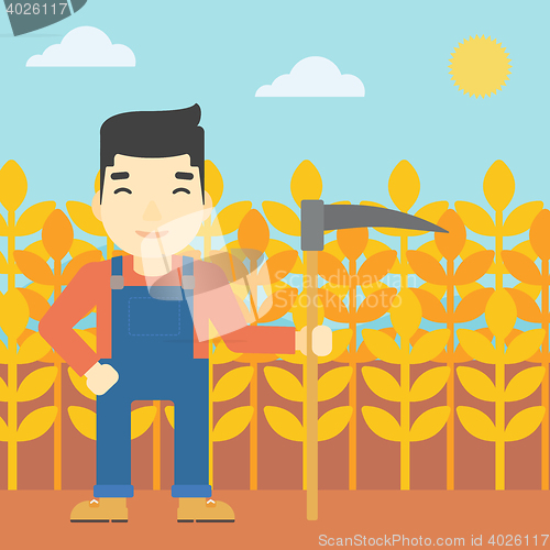 Image of Farmer with scythe vector illustration.