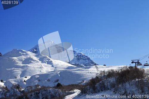 Image of Ski resort at nice sunny morning