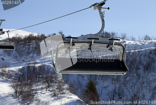 Image of Close-up view on chair-lift in ski resort