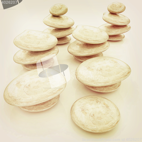 Image of Glossy spa stones. 3d icon . 3D illustration. Vintage style.