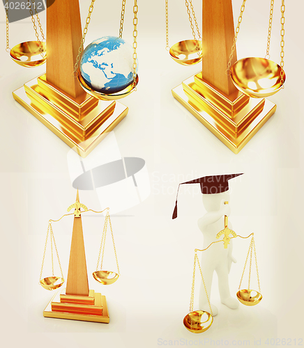 Image of Justice set . 3D illustration. Vintage style.