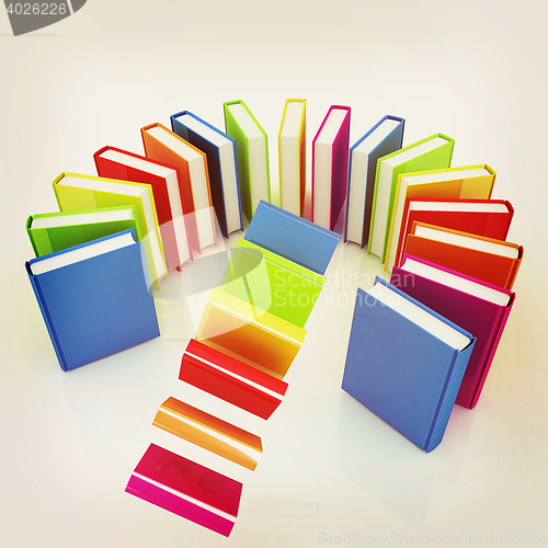 Image of Colorful books flying . 3D illustration. Vintage style.