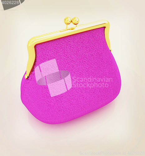 Image of Leather purse. 3D illustration. Vintage style.