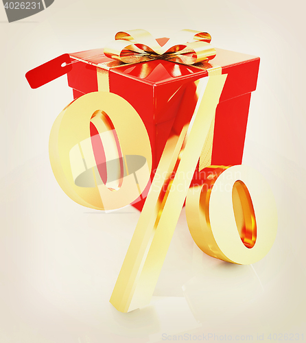 Image of Percentage and gifts. 3D illustration. Vintage style.