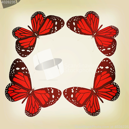 Image of butterflies isolated on white background . 3D illustration. Vint