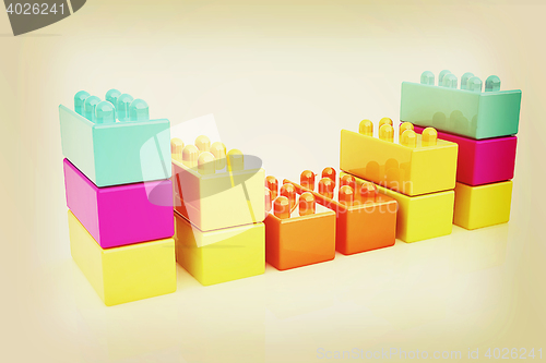 Image of Building blocks efficiency concept on white . 3D illustration. V