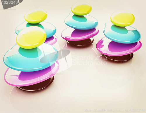 Image of Colorfull spa stones. 3d icon. 3D illustration. Vintage style.