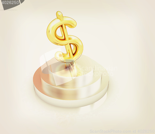 Image of icon dollar sign on podium. 3D illustration. Vintage style.