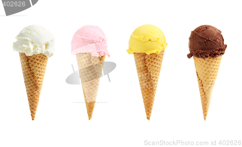 Image of Assorted ice cream in sugar cones