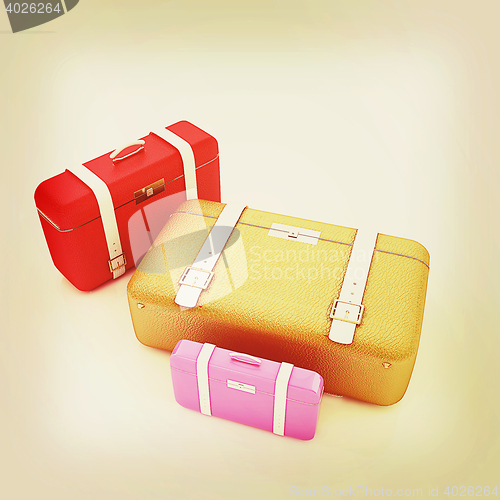 Image of Traveler\'s suitcases. 3D illustration. Vintage style.