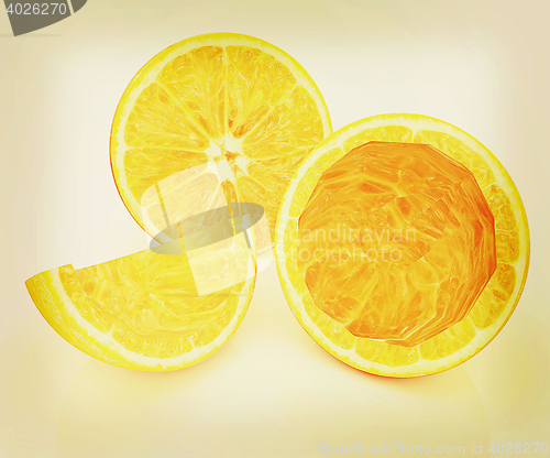 Image of orange fruit. 3D illustration. Vintage style.