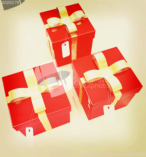 Image of Bright christmas gifts. 3D illustration. Vintage style.