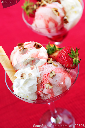 Image of Strawberry ice cream sundae