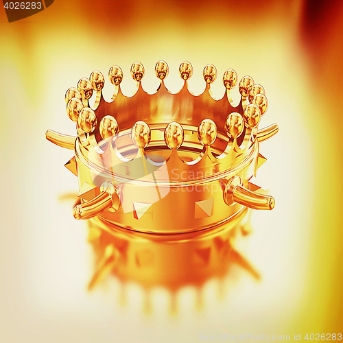 Image of Gold crown isolated on gold background . 3D illustration. Vintag