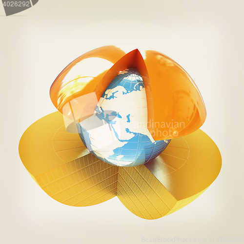 Image of Abstract globe symbol. 3D illustration. Vintage style.