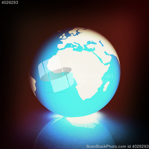 Image of Earth glow. 3D illustration. Vintage style.