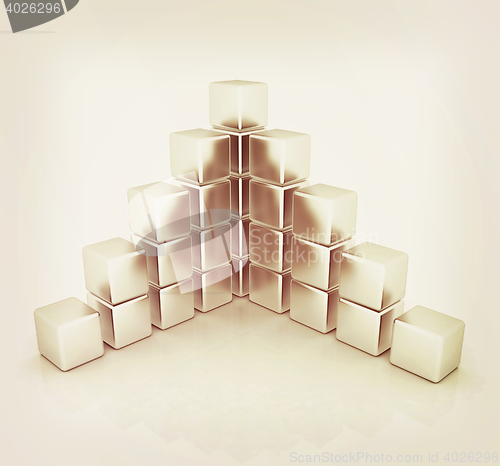 Image of cubic diagram structure . 3D illustration. Vintage style.