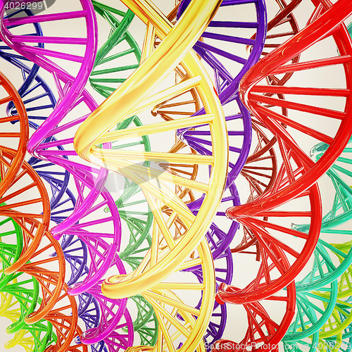 Image of DNA structure model background. 3D illustration. Vintage style.