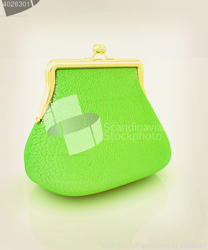 Image of Leather purse. 3D illustration. Vintage style.