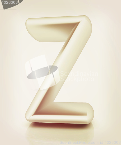 Image of 3D metall letter \"Z\". 3D illustration. Vintage style.