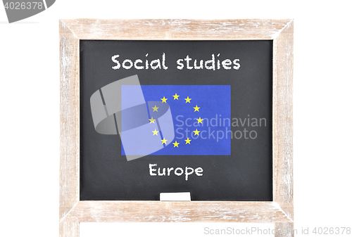 Image of Social studies with flag on board