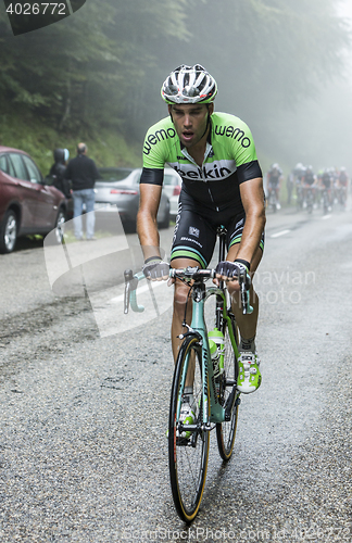 Image of The Cyclist Maarten Wynants Climbing Col du Platzerwasel - Tour 