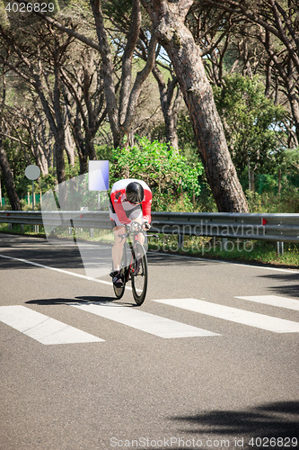 Image of Grosseto, Italy - May 09, 2014: The disabled cyclist with the bike during the sporting event