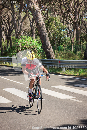 Image of Grosseto, Italy - May 09, 2014: The disabled cyclist with the bike during the sporting event