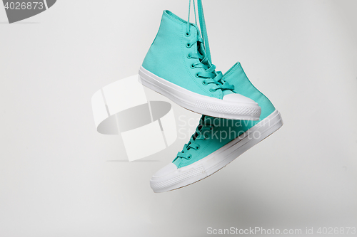Image of Blue Sport shoes on white background