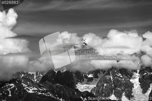 Image of High Mountains covered with clouds