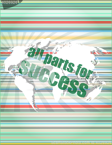 Image of all parts for success text on digital touch screen interface vector quotation marks with thin line speech bubble. concept of citation, info, testimonials, notice, textbox. isolated on white background