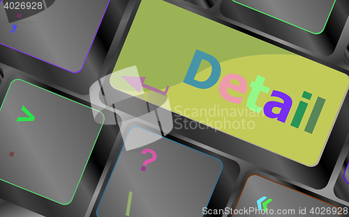 Image of Detail of the keyboard with color key Detail vector keyboard key. keyboard button. Vector illustration