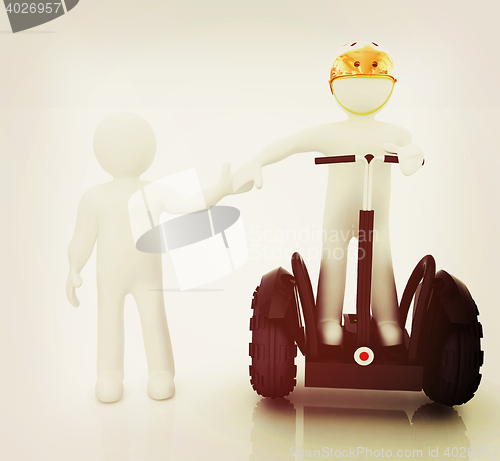 Image of 3d people in riding on a personal and ecological transport in he