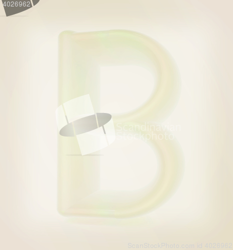 Image of Glossy alphabet. The letter \"B\". 3D illustration. Vintage style.