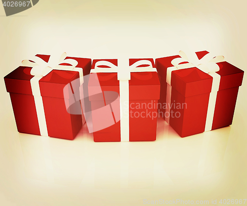 Image of Bright christmas gifts. 3D illustration. Vintage style.