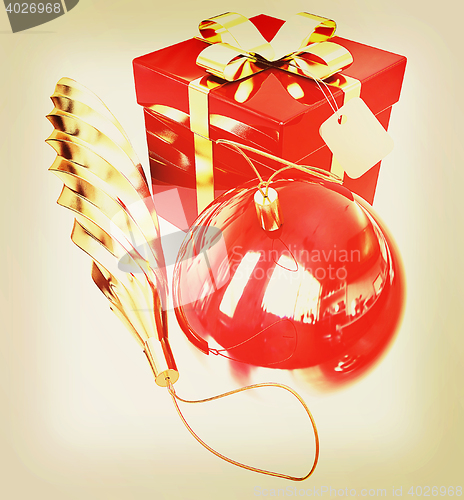 Image of Bright christmas gifts. 3D illustration. Vintage style.