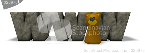 Image of letters www and bear pawn - 3d rendering