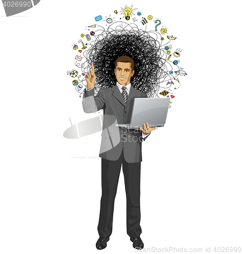 Image of Vector Business Man Shows Something With Finger