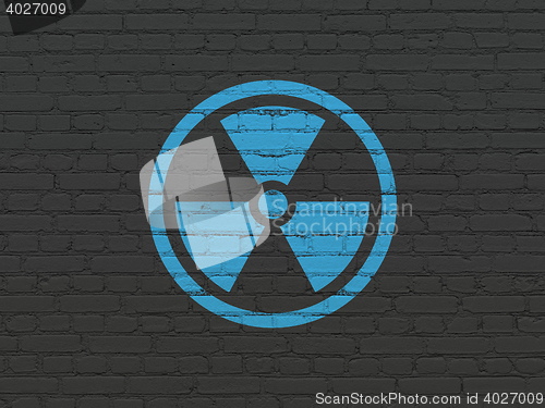 Image of Science concept: Radiation on wall background