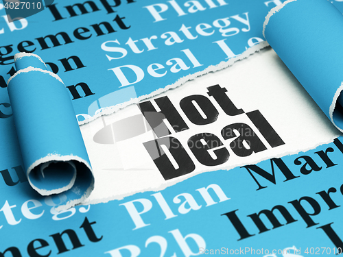 Image of Business concept: black text Hot Deal under the piece of  torn paper