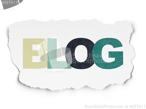 Image of Web design concept: Blog on Torn Paper background