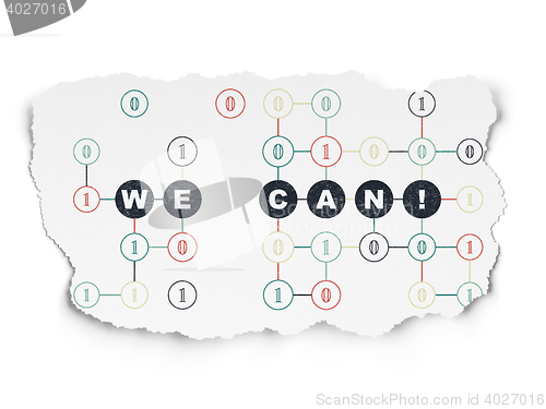 Image of Finance concept: We can! on Torn Paper background