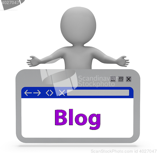 Image of Blog Webpage Shows Blogger Online And Website 3d Rendering